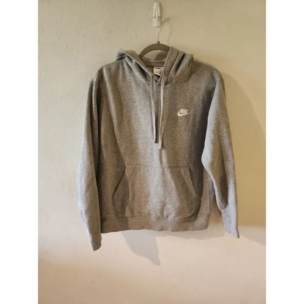 Nike Swoosh Hoodie Light Gray Mens Small Pullover Sweatshirt